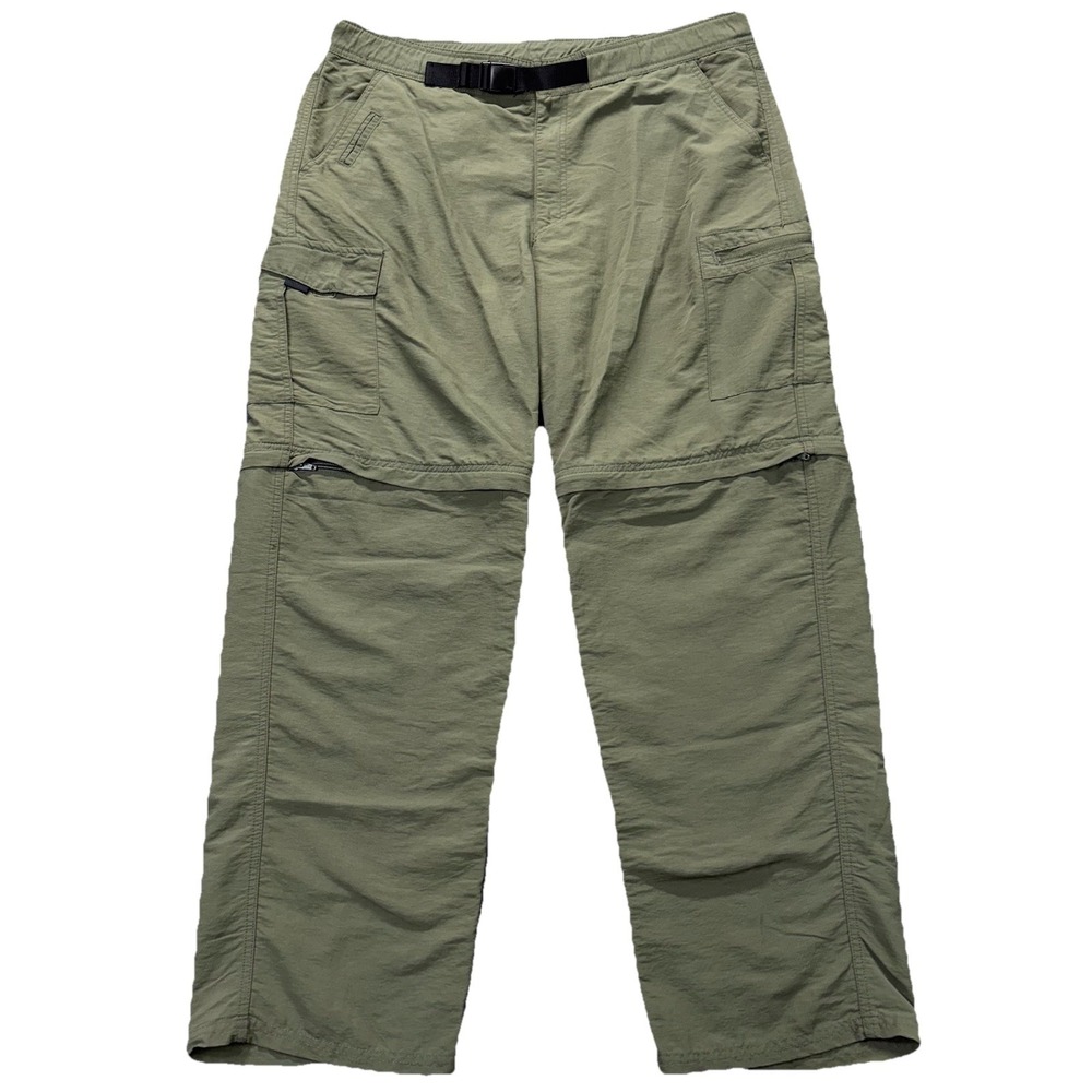Nordic Track Convertible Cargo Pants Mens 38x32 Green Belted Nylon Hiking Shorts
